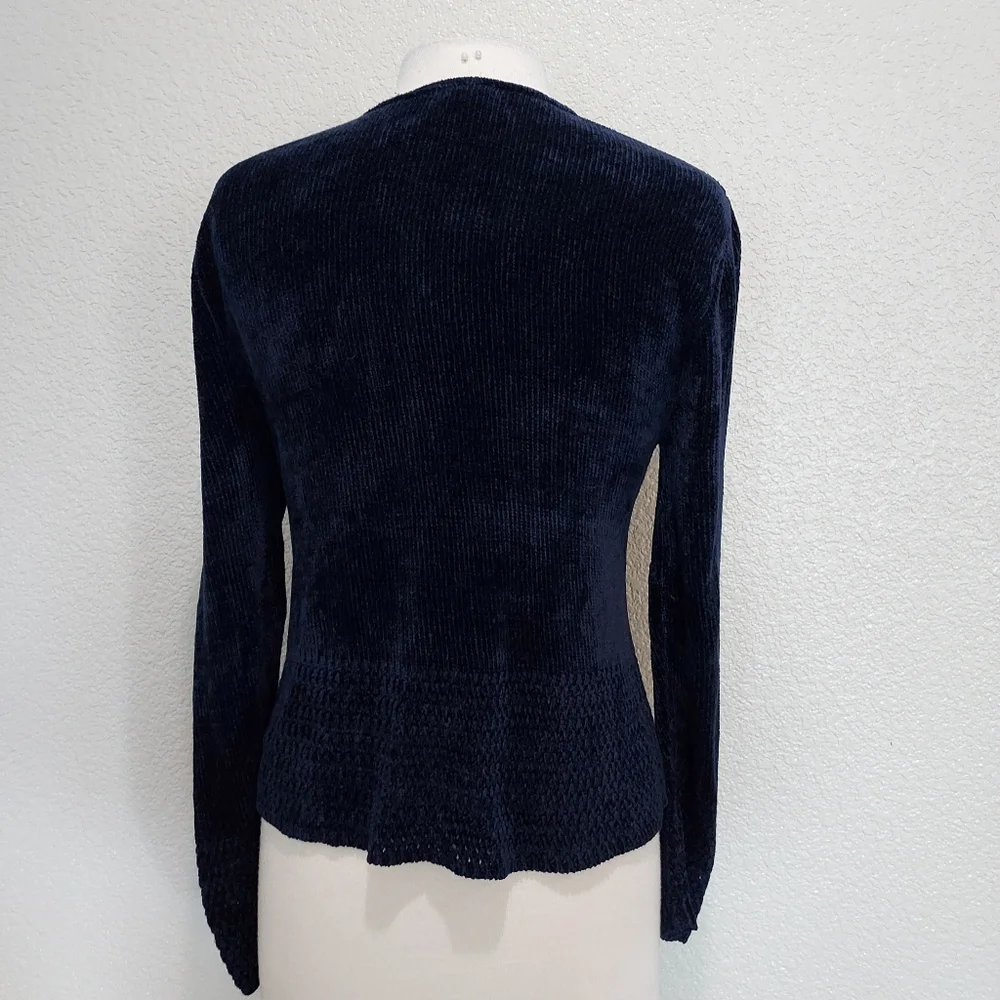 Clio Blue Chenile Knit Long Sweater Size Large